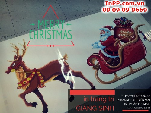 In PP trang trí Giáng Sinh hình ông già Noel, hình chú tuần lộc tại In Kỹ Thuật Số 