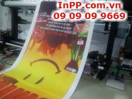 In PP không keo treo banner cuốn cho quảng bá chương trình sự kiện