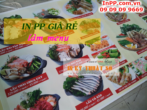 In PP giá rẻ làm menu giới thiệu món ăn tại Công ty TNHH In Kỹ Thuật Số - Digital Printing